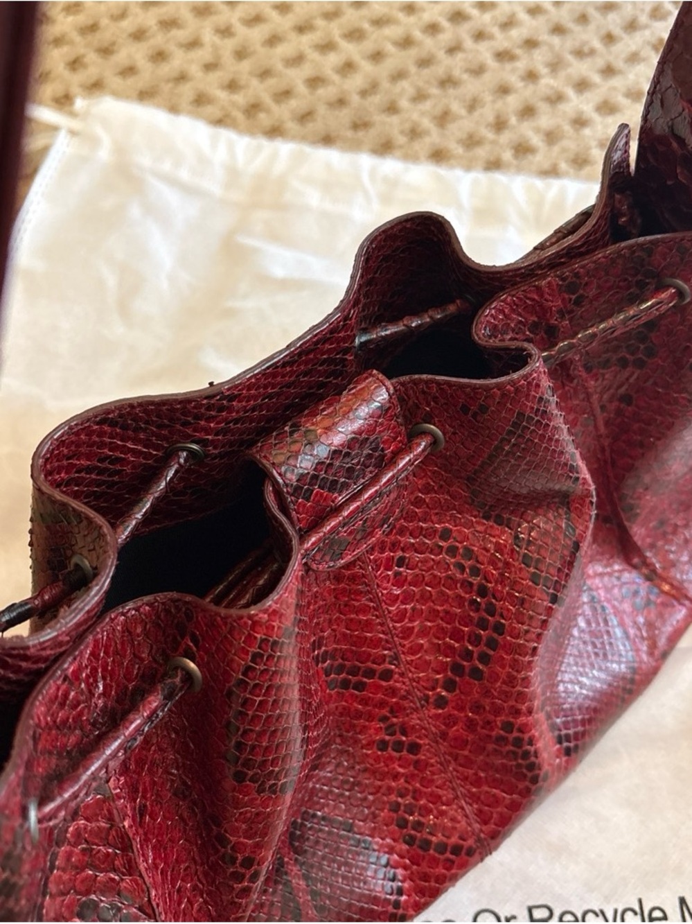 Tod's Red Python-Effect Leather Tote - Picture 5 of 6